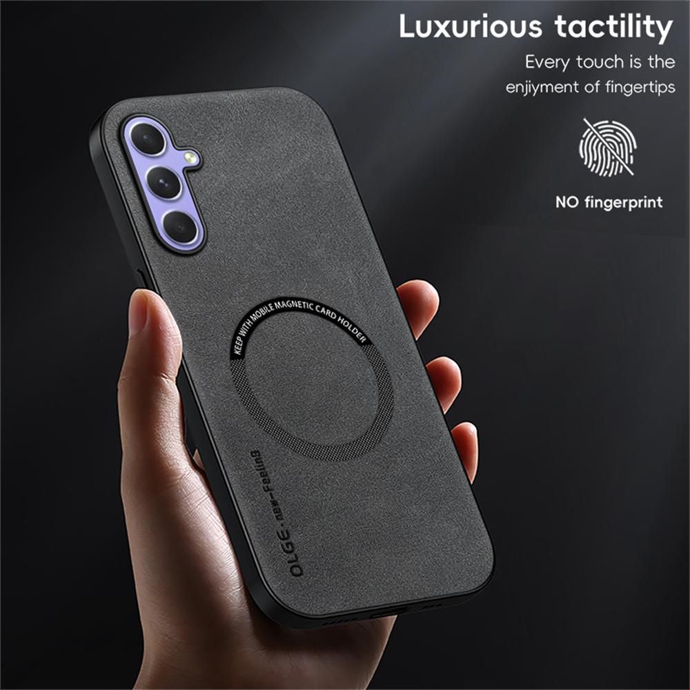WANLONFENG YBP Series For Samsung Galaxy A24 4G (162.1mm) Magnetic Case with Tempered Glass Film PU+TPU Phone Cover Large Cutout