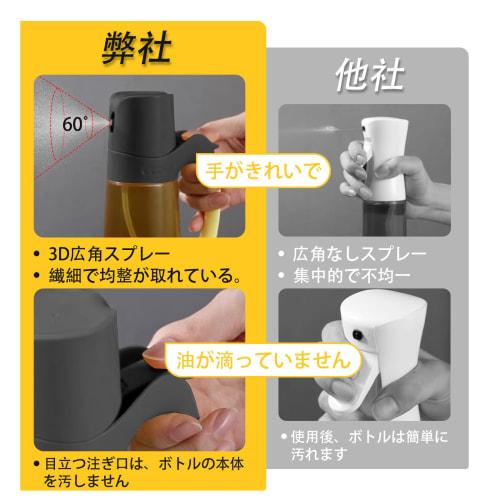 Limited Edition Oil Spray, 300ml, Dark Gray, for Cooking, Drip-Free, Soy Sauce Dispenser, Olive Oil Dispenser, Oil Bottle, Storage Container, Airtight