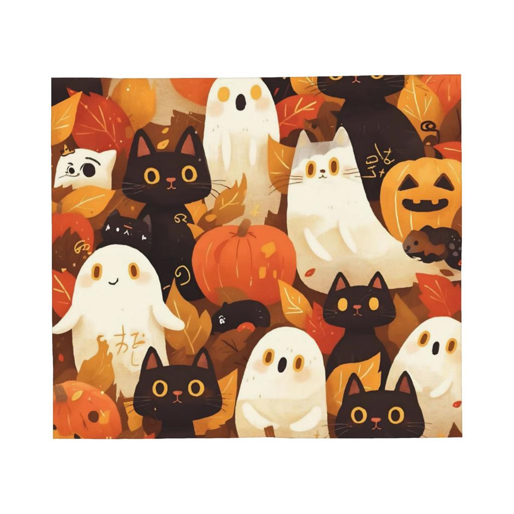 Halloween Blanket Flannel Gothic Bats Ghosts Witch Soft Throw Blanket for Home Couch Bed Rug
