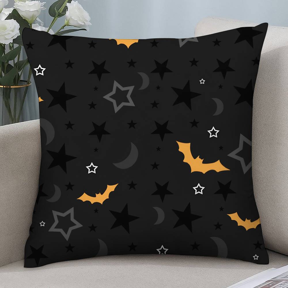 Halloween Scary Bats Pillow Case Short Plush Double-Sided Print Square Throw Pillow Covers Sofa Home Cushion Decor