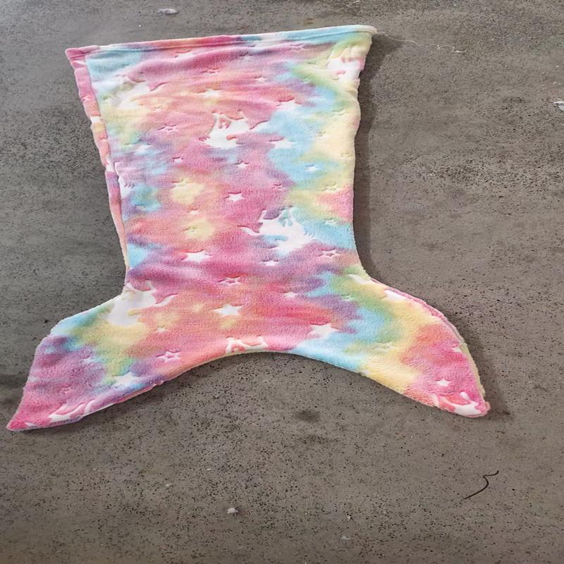 Children's Mermaid Glow-in-the-Dark Sleeping Bag Double-Sided Blanket for Sleeping and Napping