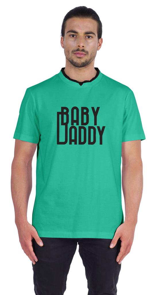 Inkmeso Men  s Graphic Quote   Baby Daddy   Tshirt For Dads Round Neck with V Cut