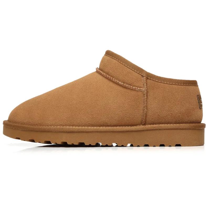 Fashion Men's Boots Cowhide Insulated Plush Snow Boots Genuine Leather Women's Shoes  Winter Women's Boots  Ankle Boots