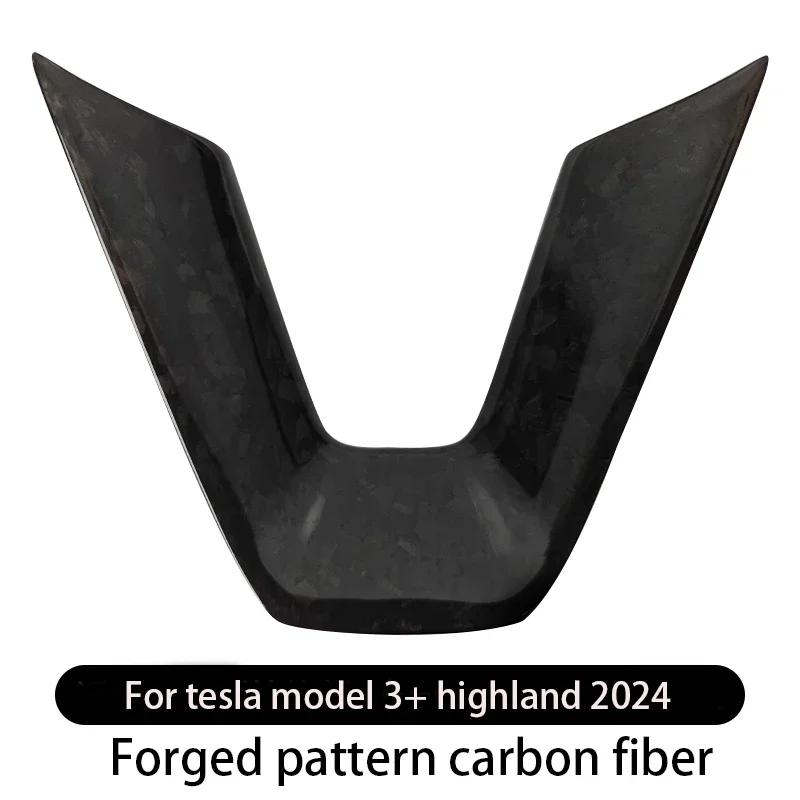 Real Carbon Fiber Steering Wheel Patch for Tesla Model 3+ Steering Wheel U-shaped Protective Cover 2026 New Model 3 Highland