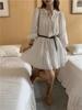 Korean Chic Cutout Lace High Waist Dresses Fashion Sweet Elegant Women Spring Summer Mini Dresses