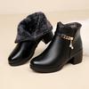 Baumwollschuhe mit dickem Absatz, Winterfleece, Winterschuhe für Mittelalte und Ältere, Damenschuhe für Mittelalte, Warme Stiefel, Winter-Lederstiefel mit rutschfester Sohle
