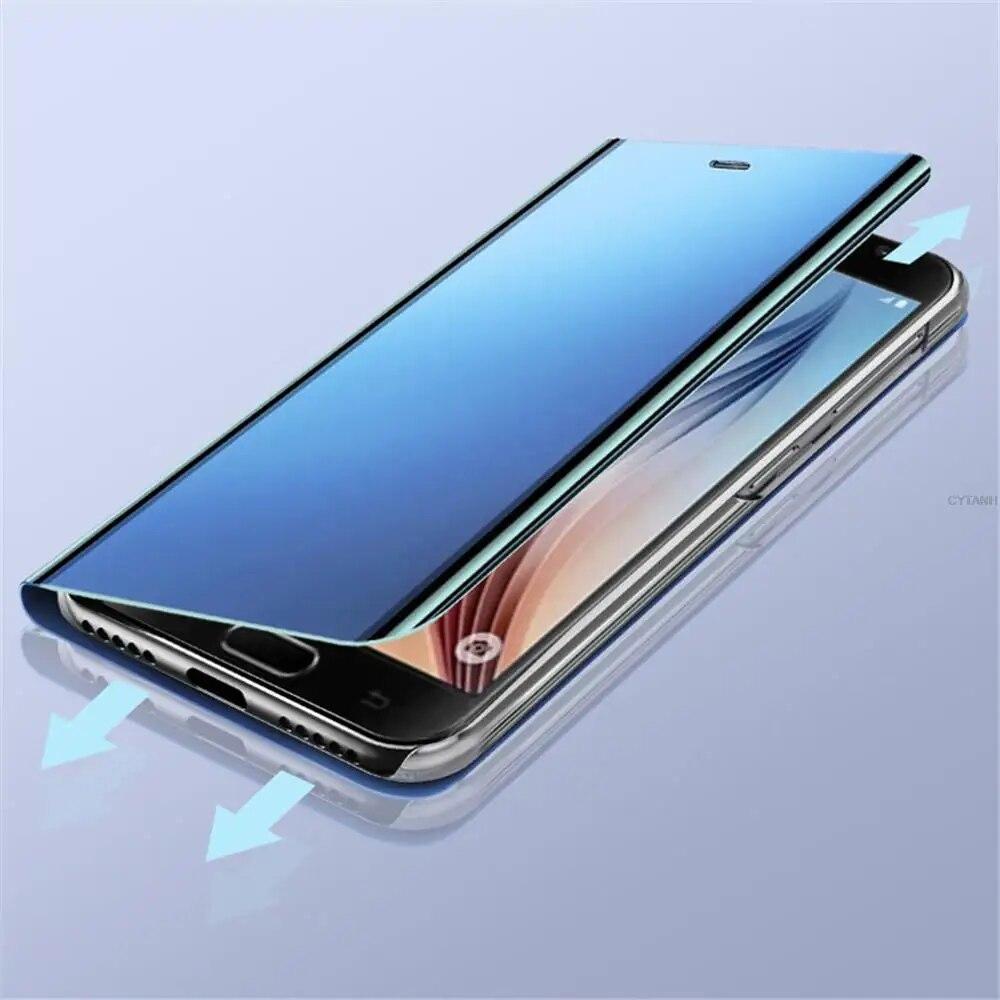 Smart Mirror Flip Phone Cover For iPhone 15 14 X XR XS 5S SE 22 7 8 6 6S Plus 11 12 13 14 Mini Pro Max Case Funda Magnetic Stand