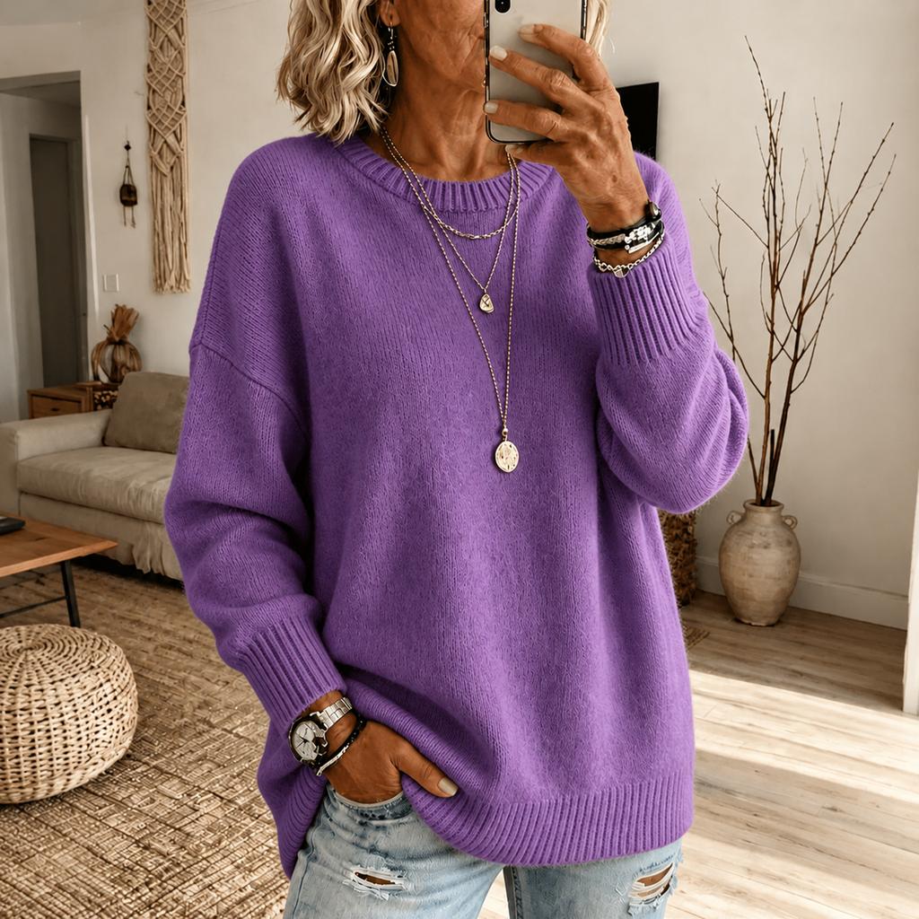 Women's Fashion Thick Neck Color Sweater for Casual Warmth