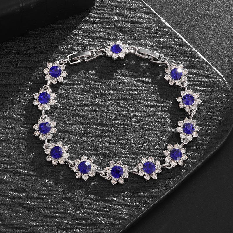 Fashionable and Exquisite Shiny Zircon Sunflower Bracelet Women's Trendy Dinner Party Jewelry Girls Gift