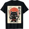 SHANGCHEN Cute Samurai Ninja Cat Warrior Japanese Anime Gifts Funny T-Shirt