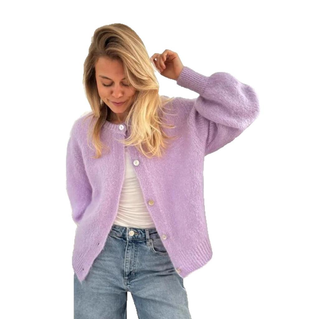 Red Open Front Long Sleeve Knit Cardigan