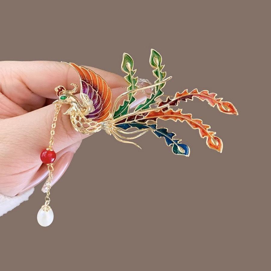 Elegant Chinese Phoenix Brooch: Pearl Pin for Women, Ideal for Qipao & Suits