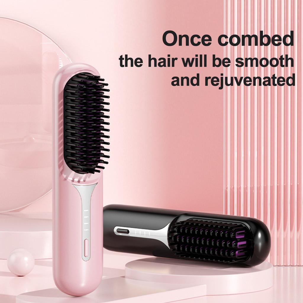 Hair Straightener, Portable Negative Ion Cordless Hair Straightener, Straighten Curly Hair, 3-speed Adjustable Temperature Heated Hair Brush
