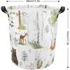 Woodland Animals Laundry Basket,Collapsible Clothes Hamper Waterproof Forest Fox Bear Deer Storage Basket with Handle Kids Room Jungle Deer Laundry
