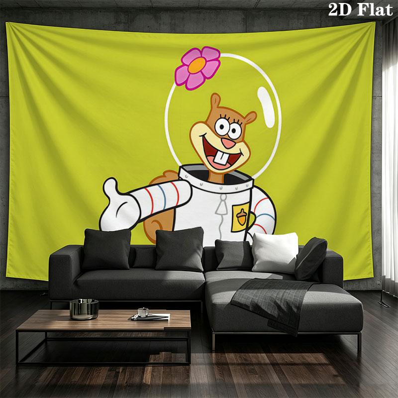 SpongeBob Cartoon Wall tapestry, aesthetic printed fabric blanket, suitable for bedroom, living room, and home decor.