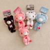 Kawaii 10CM Pink Bear Plush Toy Keychains Japanese Cute Stuffed Animal Lace Trim Pink Bear Plushie Doll Bag Accessories Charm