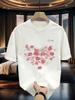 Kiss Marks Love Heart T-Shirt - Stylish and Casual White Tee with Artistic Lip Print, Comfortable Cotton Fabric, Perfect for Couples, Valentine's Day,