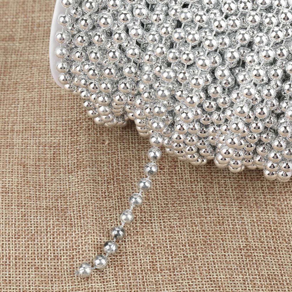 Filo di Ghirlanda di Perle Colore Argento Dimensione 6mm Decorazione Matrimonio Fai da Te Centrotavola Matrimonio