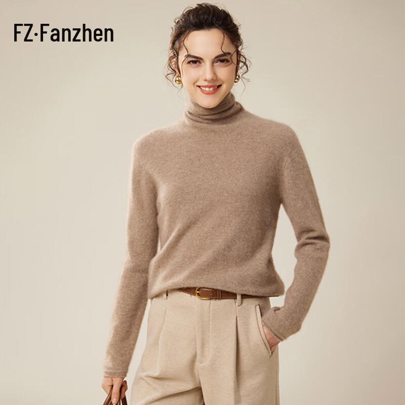 Fanzhen Women's 100% Cashmere Cowl Neck Sweater