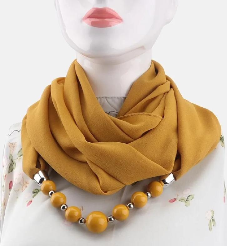 

Великолепные бусины, шарф с круглым кольцом, женские аксессуары для шарфов, ожерелье, этнический шарф One Size жёлтый