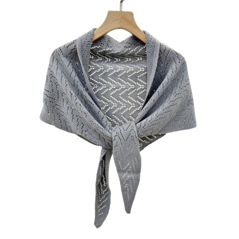 Warp Knitting Stripe Knitted Shawl Terylene Shoulder Scarf Plain Weave Striped Cutout Cape Girls серый