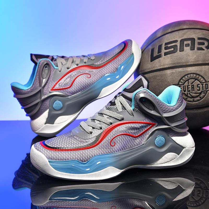 2025 New Luminous Running Shoes Real Popcorn Rubber Sole Professional Game Basketball Shoes Female Couple Sports Shoes