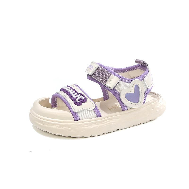 

Girls Heart-Shaped Letter Sandals, New Spring/Summer Hollow-Out Beach Shoes for Children, Fashionable Non-Slip Open-Toe Shoes 21Inner Length14.5cm фиолетовый