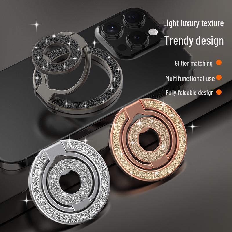 Support de téléphone magnétique double face à paillettes, support de bureau rotatif à 360°