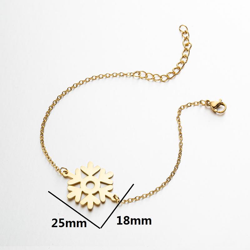2025 Winter Luxury Snowflake Pattern Stainless Steel Pendant Bracelet for Girls