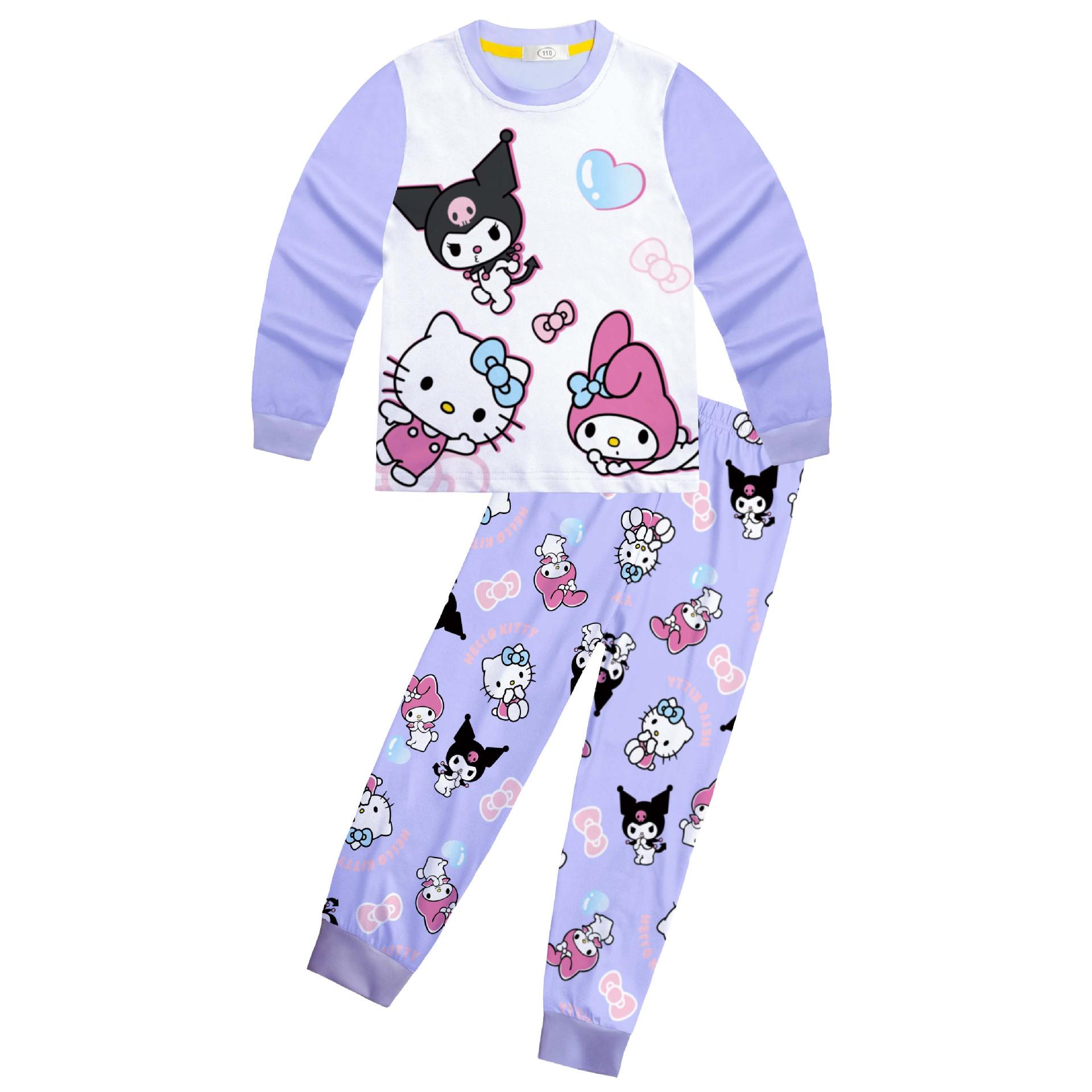 Детский комплект пижамы с длинным рукавом Cinnamoroll, Kuromi и My Melody (Medium / Large) Size 130