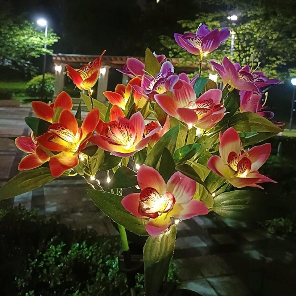 Orchid Design Solar Orchid Ground Light LED Light Holiday Garden Lamp Wedding Party