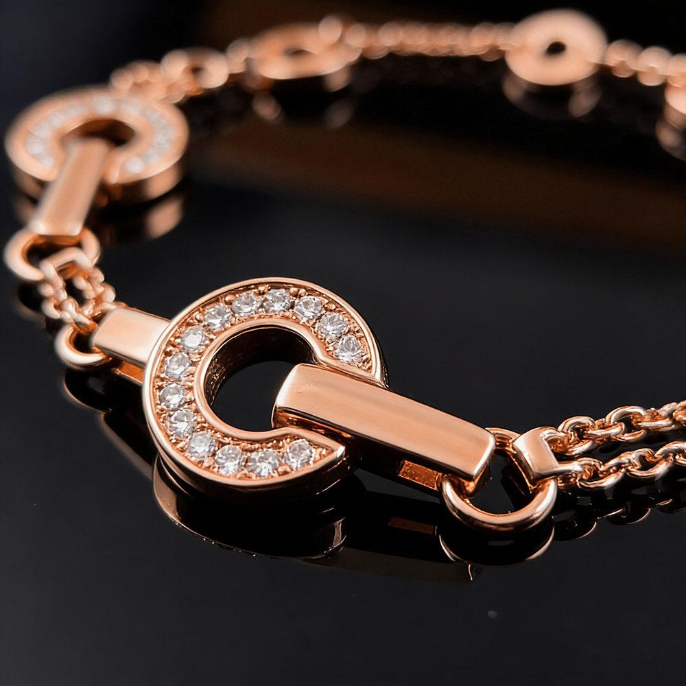 

2026 Rose Gold Money Duoduo Round Cake Copper Coin Bracelet Come and Go Full of Diamonds Three Coins Hollow Double Layer Bracelet