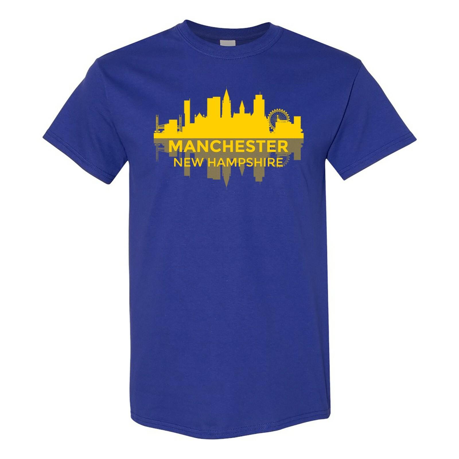 Manchester New Hampshire Skyline State City Hometown Pride T Shirt Cobalt S