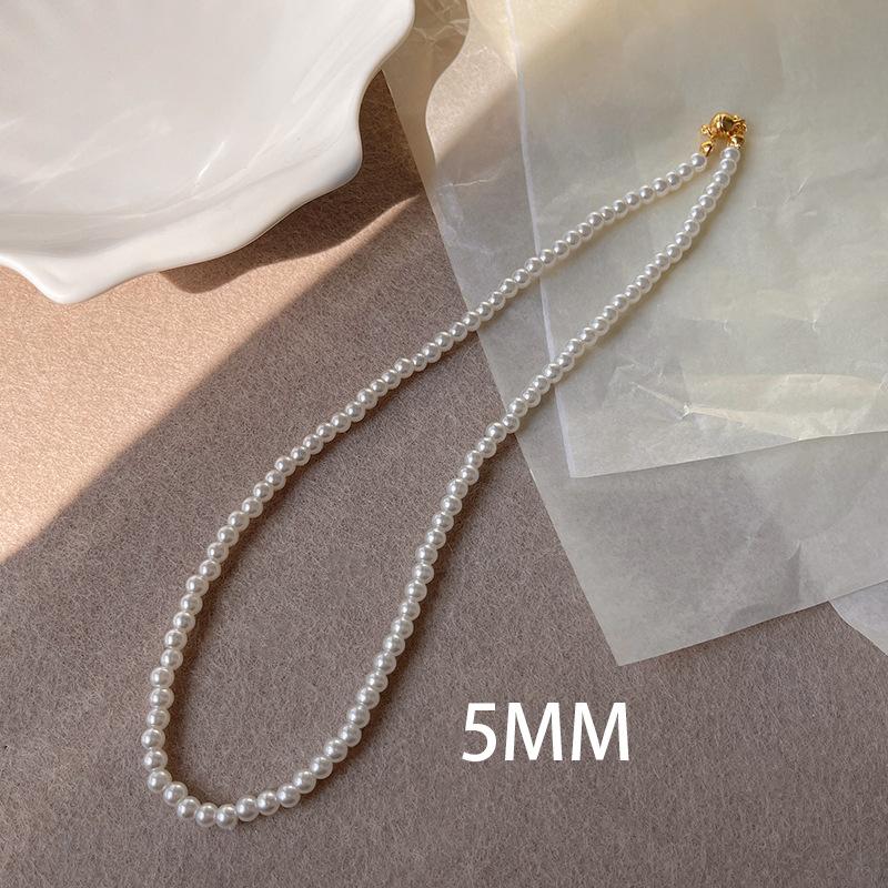 Pearl Necklace Women's Ins Wind Vintage Magnetic Buckle Beaded Collarbone Chain Explosion
