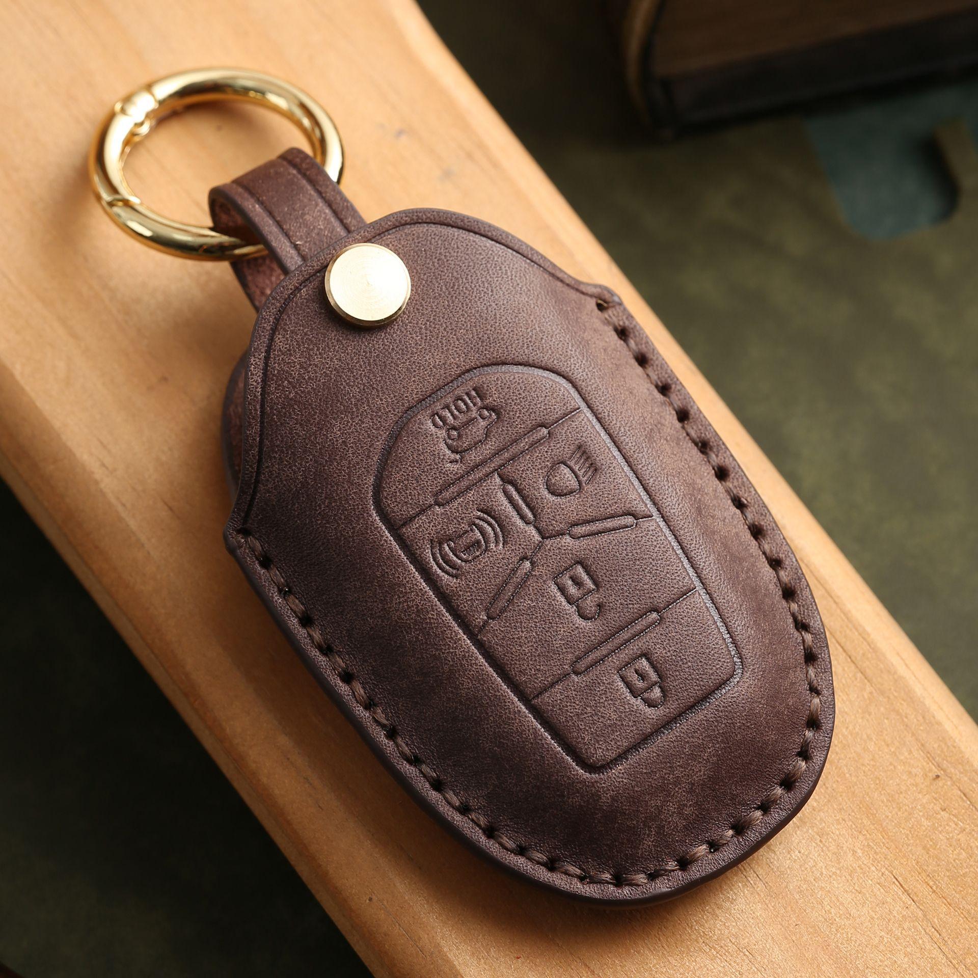 

Customized key cover is suitable for Shuanglong SANG YONG Motor handmade leather key protection bag коричневий
