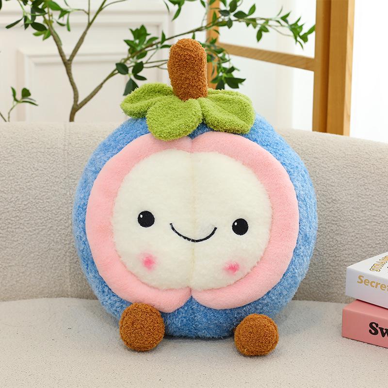 Simulation fruit throw pillow office nap doll cute mangosteen plush toy seat cushion birthday gift