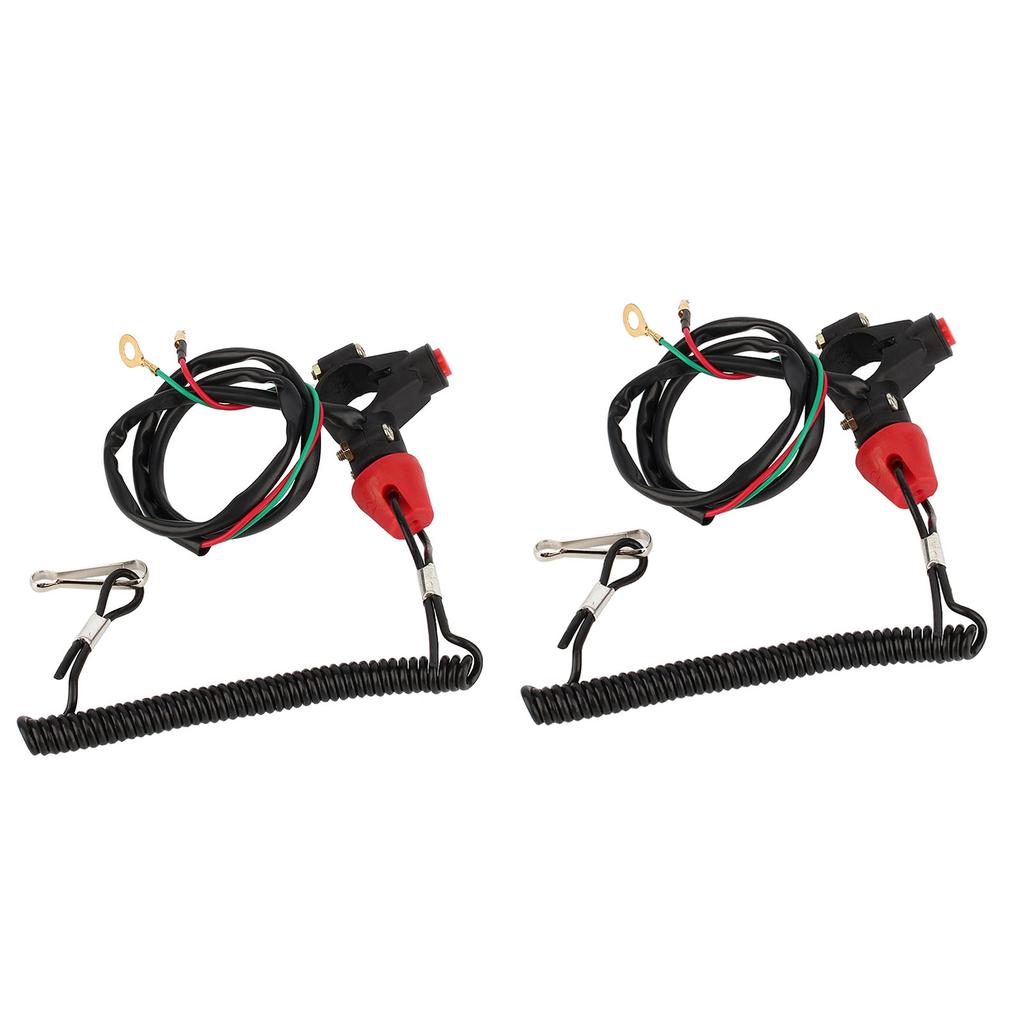 2pcs Motorcycle Tether Engine Kill Switch with Lanyard For 22mm Handlebar ATVs Riding Mowers Outboard Engines