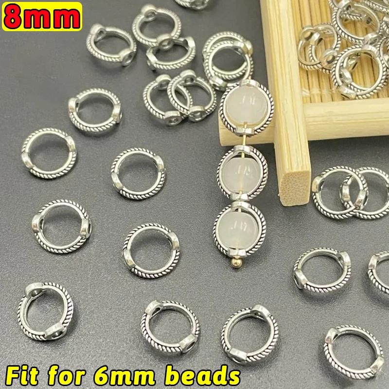 

50/100pcs Vintage Round Frame Wrapped Bead Connect Rings Spacers Sliver Through Hole Beading Cap DIY Bracelet for Jewelry Making 10pcs
