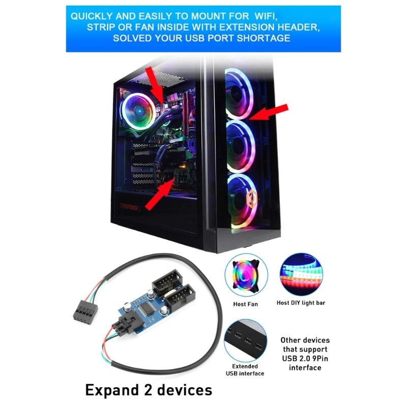 9Pin USB Splitter Motherboards USB 9Pin Expansion Solves Insufficient Port Issue for Desktop Users