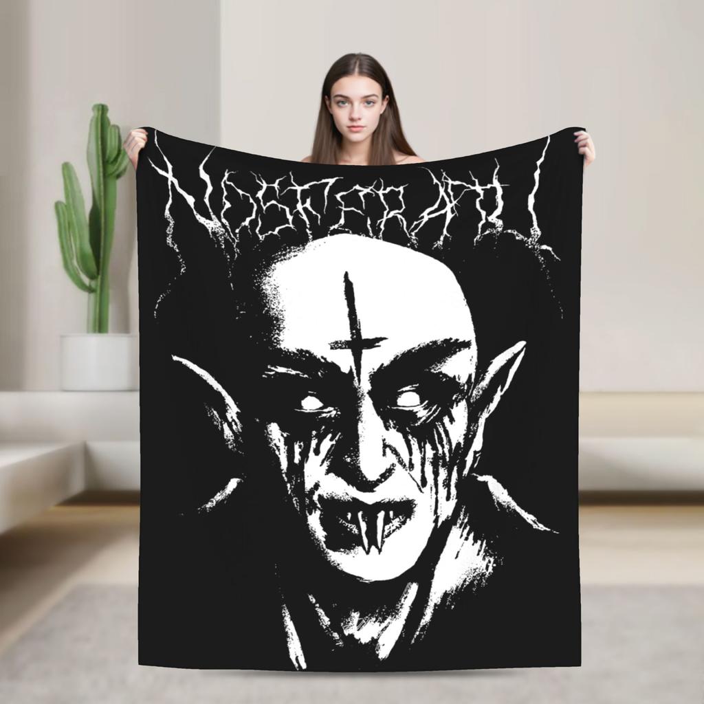 Black Metal Nosferatu Blanket Fuzzy Vintage Breathable Throw Blanket for Bed Sofa Autumn/Winter