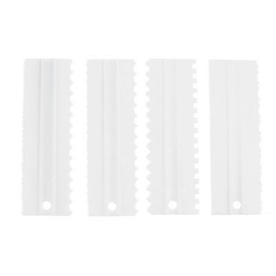 4Pcs Cake Scraper Durable Eco Friendly Plastic 8 Styles Hanging Hook Design Cake Smoother for Baking DIY White