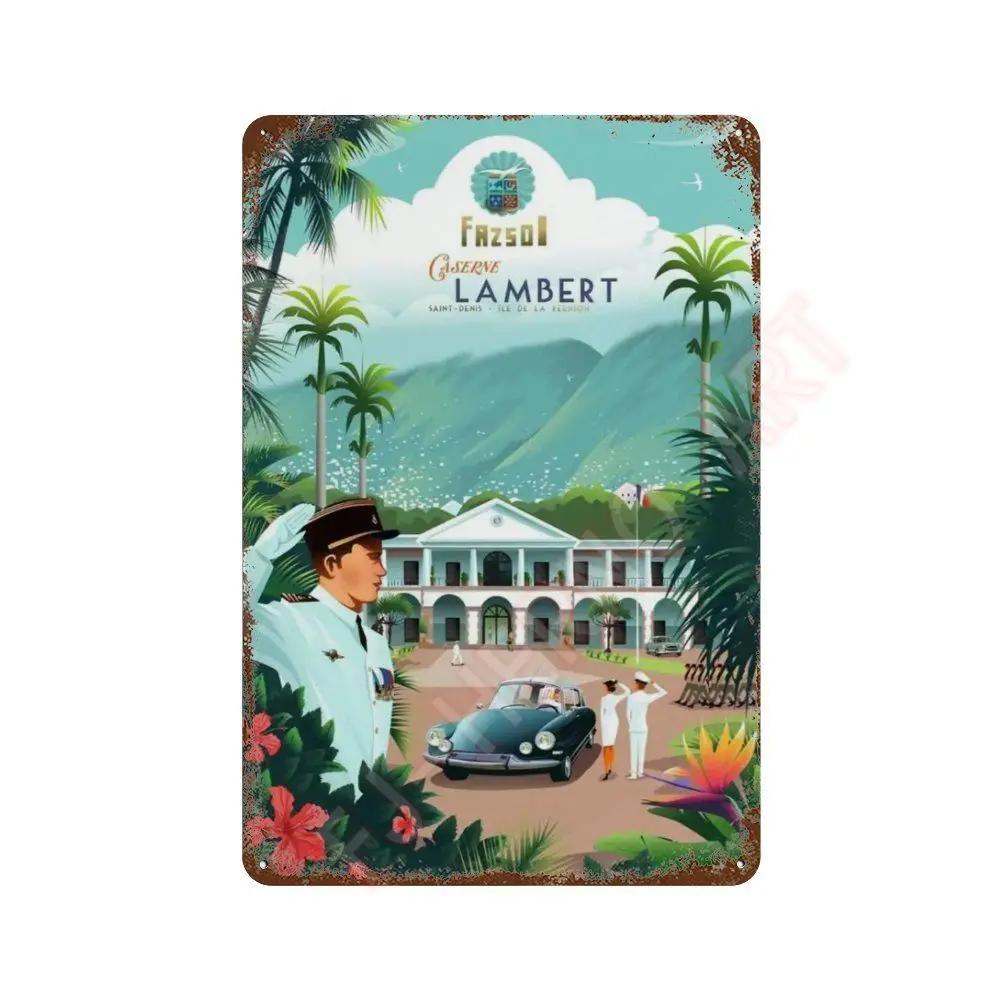 Nordic Travel Poster Aesthetic Vacation Illustration Metal Tin Sign Plaque Wall Mural Plates Home Decoration Kawaii Room Decor