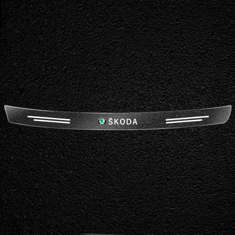 Car Transparent Rear Bumper Plate Trunk Guard Sticker For Skoda Logo Octavia Kodiaq Fabia Rapid Superb A5 A7 2 Kamiq Accessories knzh54