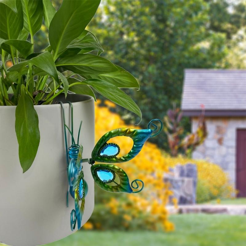 Butterflies Wall Hanging Planter Decors Metal Wall Mounted Planter Garden Yard Decorative Flower Pots Indoor Outdoor