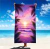 Großes Mikrofaser-Strandtuch, Böhmischer Tropischer Sonnenuntergang Palmen-Print, Sandfrei & Schnelltrocknend, für Exotischen Sommerstrandgebrauch