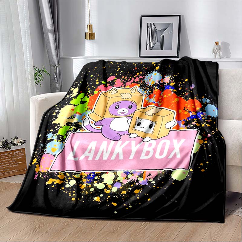 Happy Rocky And Foxy i Boxy Lankybox miękki pluszowy koc, flanelowy koc rzut koc do salonu sypialnia kanapa z funkcją spania piknik