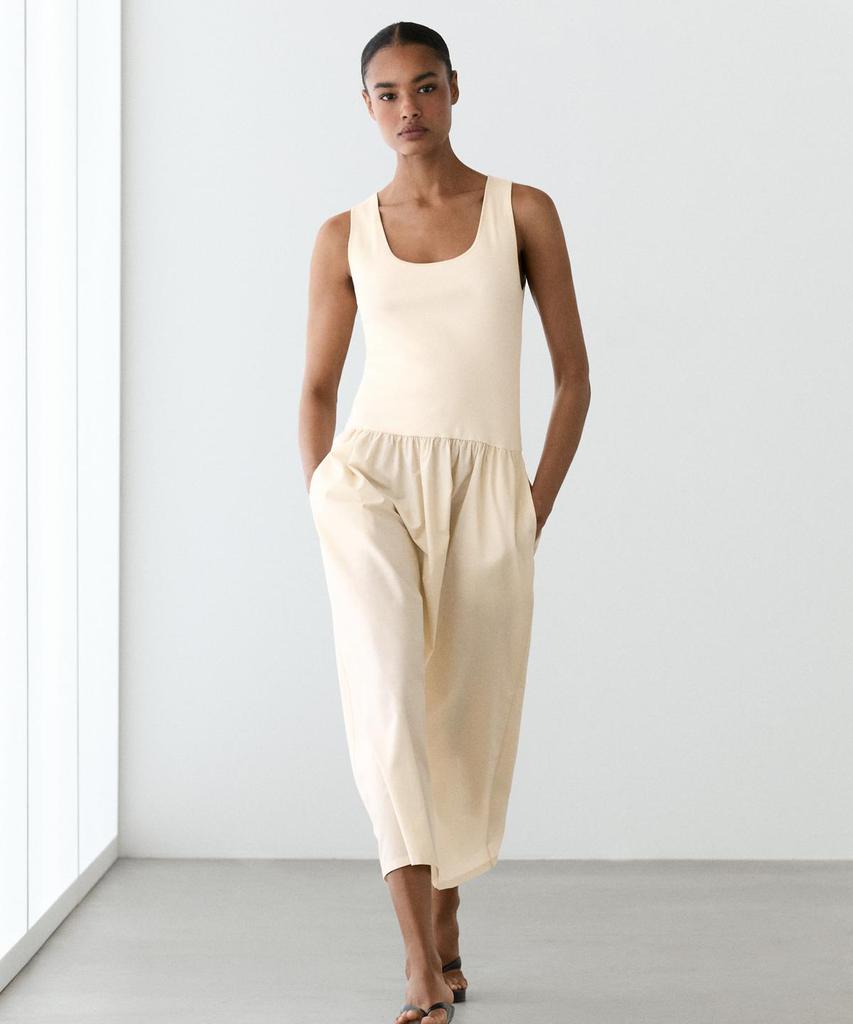 Masimodutti Cotton Blend Poplin Combination Dress