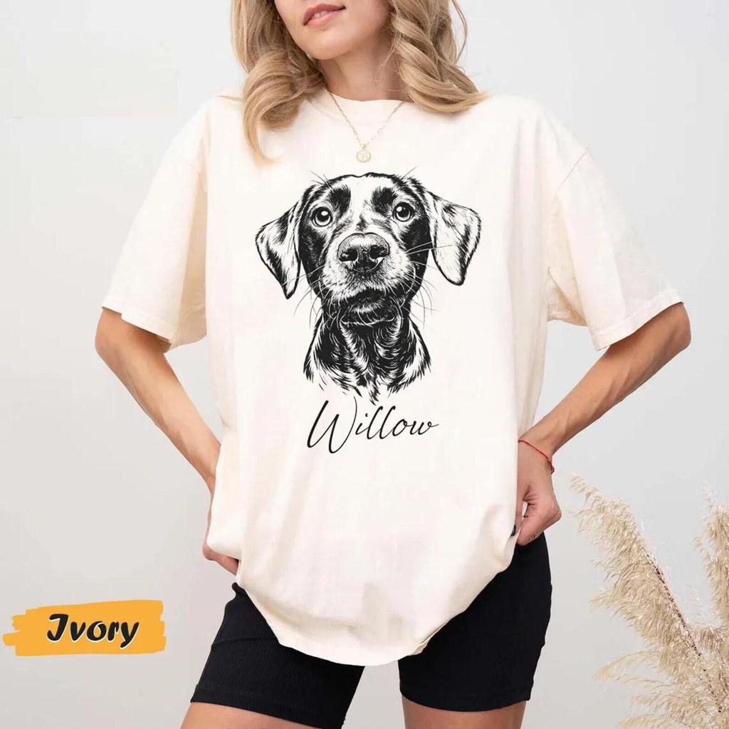 3 Custom Pet Photo Shirt, Personalized Dog Cat Portrait Tee, Comfort Colors Pet Lover Gift