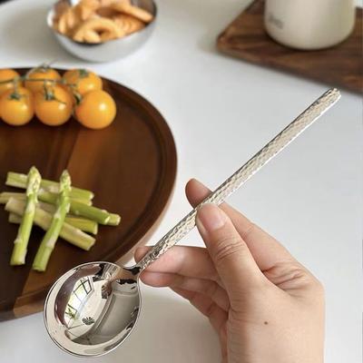 Stainless Steel Round Spoon Net Red Golden Dinner Long Handle Stirring Dessert Spoons For Kitchen Accessories Gadgets