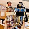 Large Capacity Sports Water Cup, Plastic Cup, Outdoor Fitness with Straw Cup